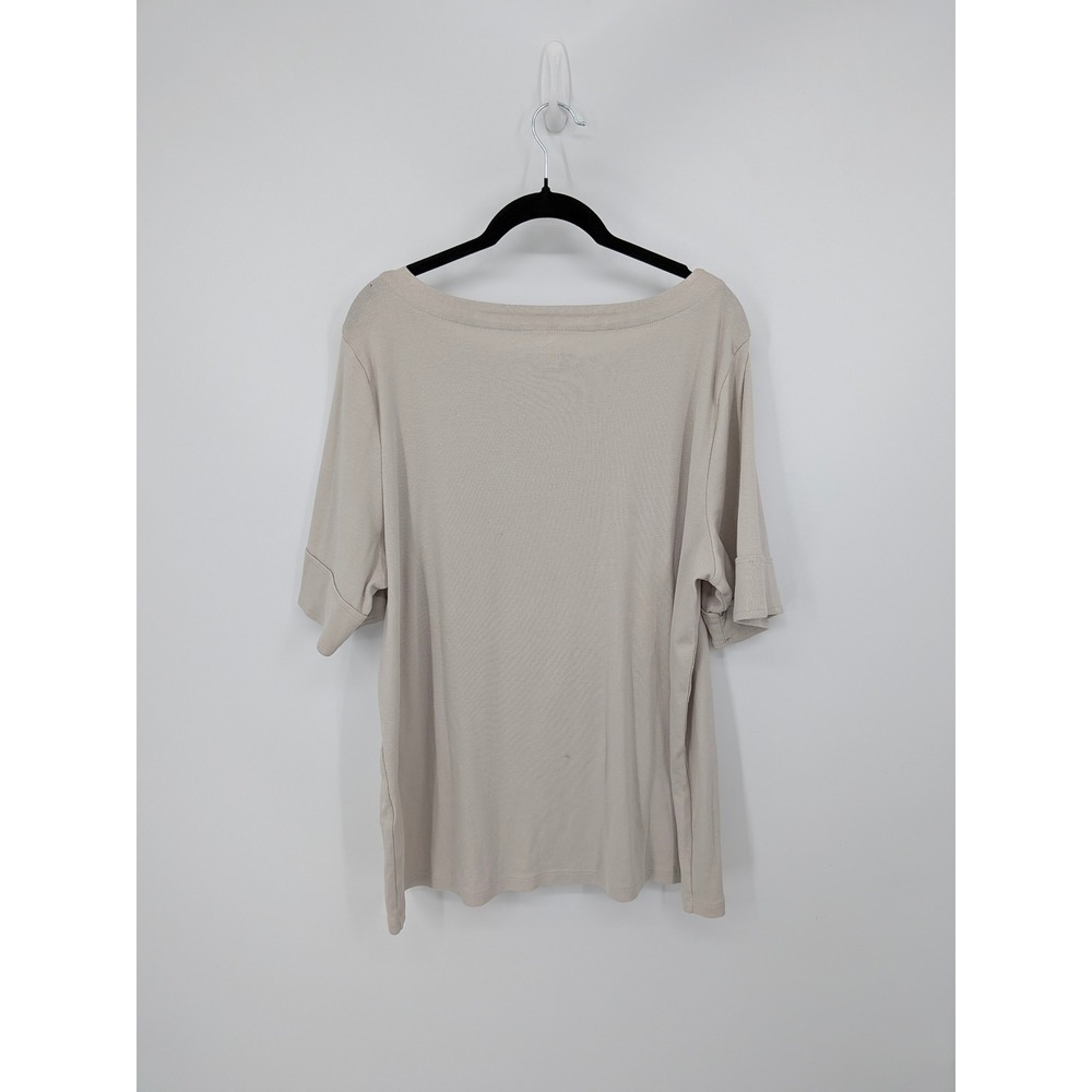 Chicos T-Shirt Women Plus XXL Beige Pima Cotton Boat Neck Short Sleeve Basic Top - Picture 4 of 7
